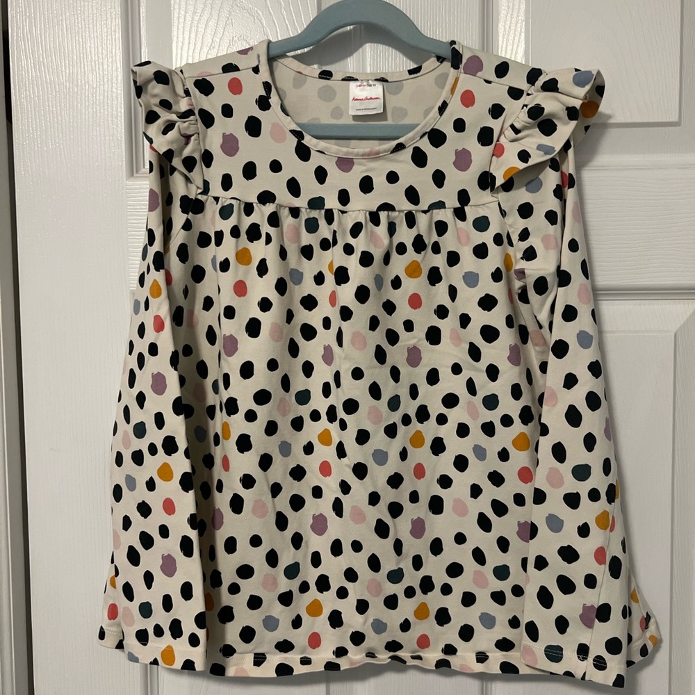 Hanna Andersson Polka Dot Kids Long Sleeve Top Sz 10